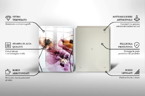 Tagliere in vetro temperato Fiori delicati