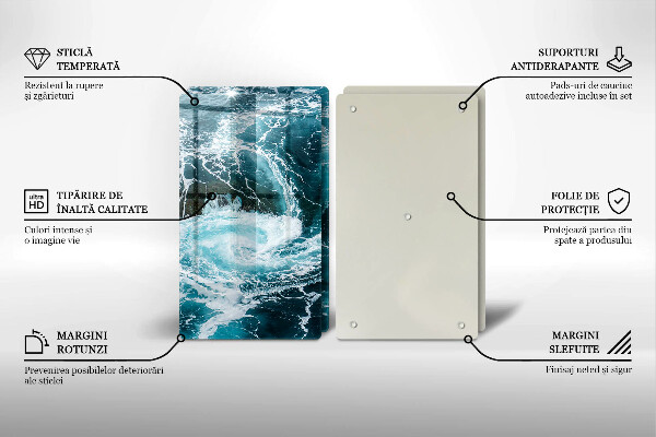 Tagliere in vetro temperato Onde d'acqua schiumose