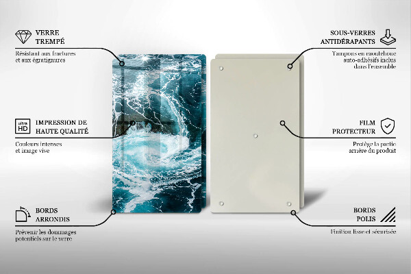 Tagliere in vetro temperato Onde d'acqua schiumose