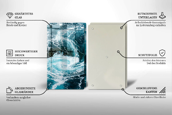 Tagliere in vetro temperato Onde d'acqua schiumose