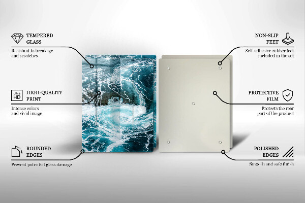 Tagliere in vetro temperato Onde d'acqua schiumose