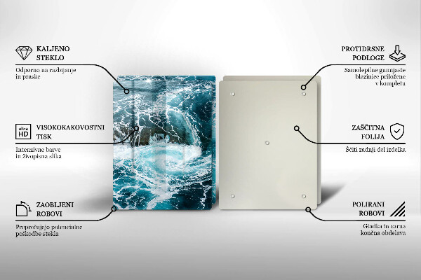 Tagliere in vetro temperato Onde d'acqua schiumose