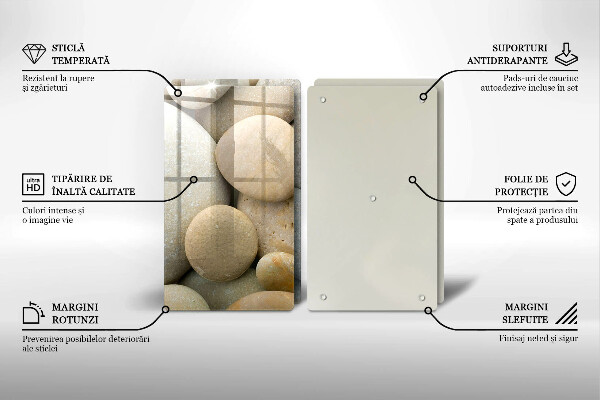 Tagliere in vetro temperato Modello di pietre ovali