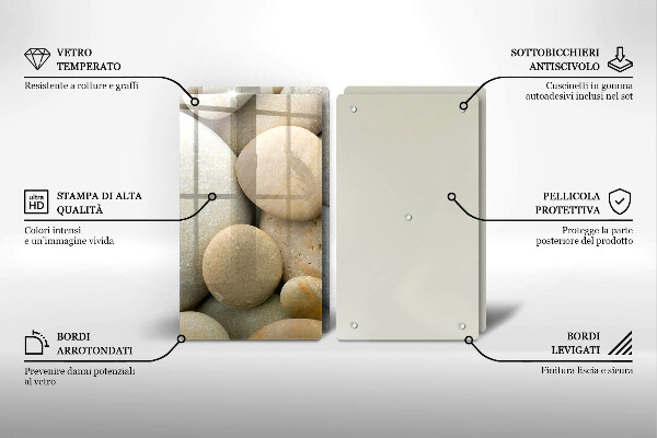 Tagliere in vetro temperato Modello di pietre ovali