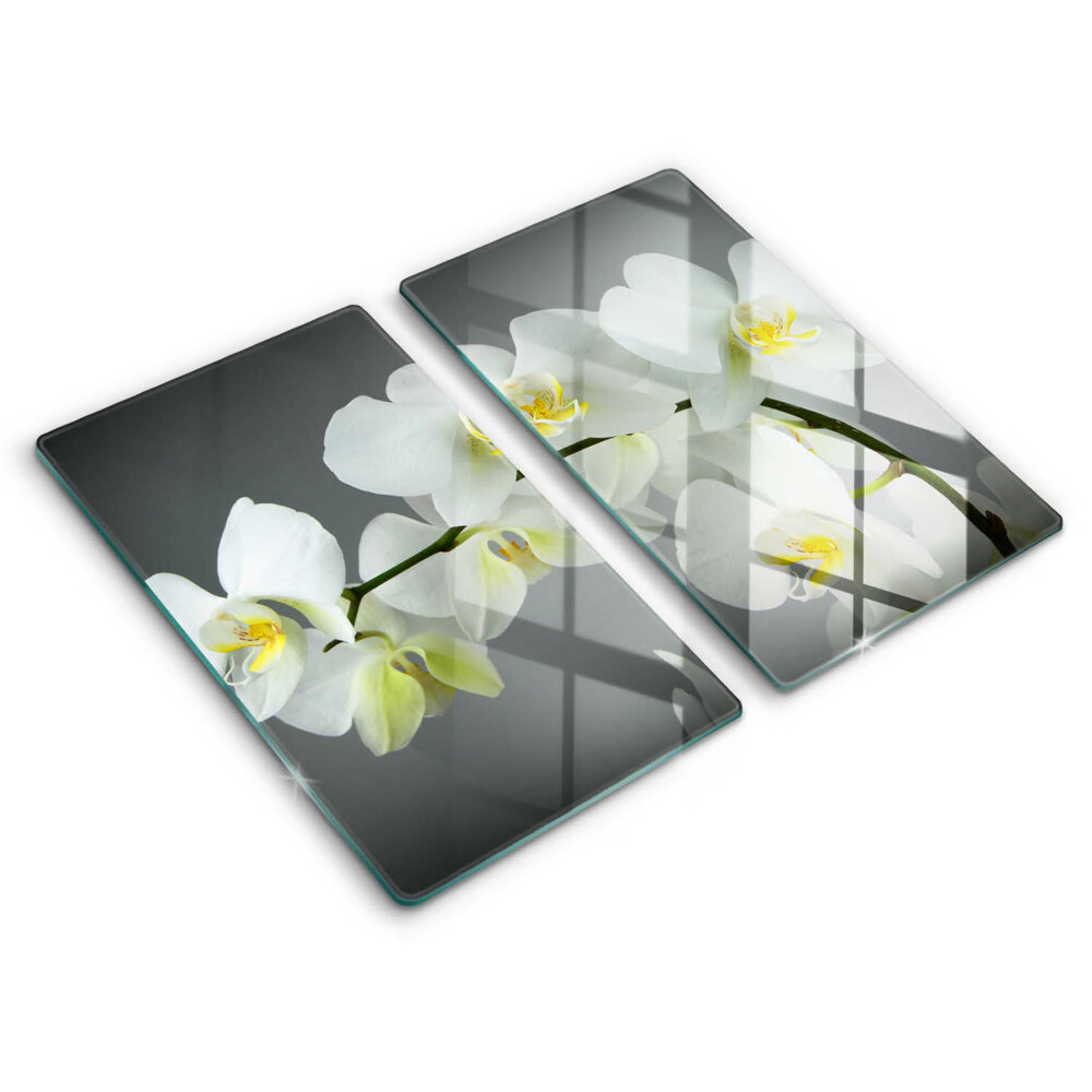 Tagliere in vetro temperato Fiori di orchidea bianca