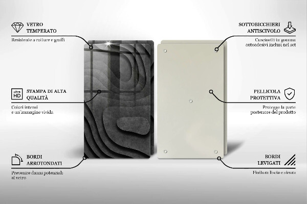 Tagliere in vetro temperato Forme di pietra 3D