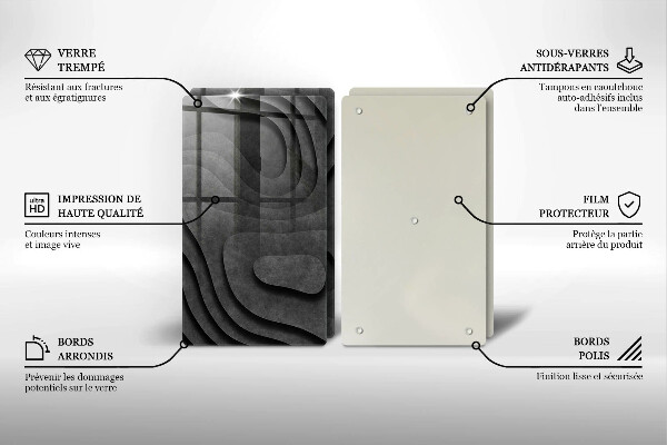 Tagliere in vetro temperato Forme di pietra 3D