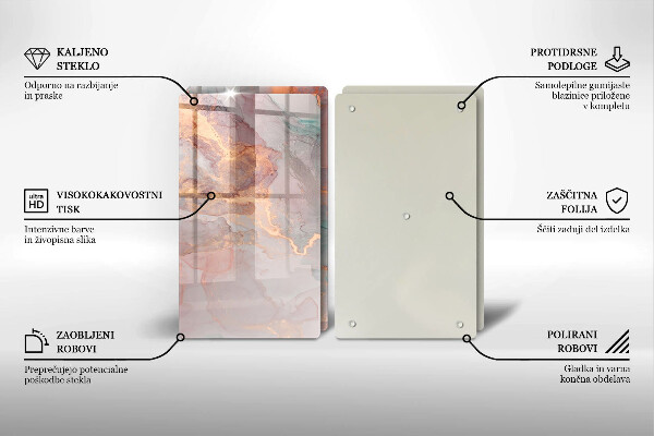 Tagliere in vetro temperato Marmo con oro