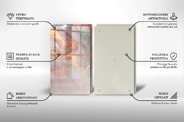 Tagliere in vetro temperato Marmo con oro