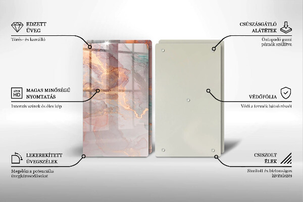 Tagliere in vetro temperato Marmo con oro