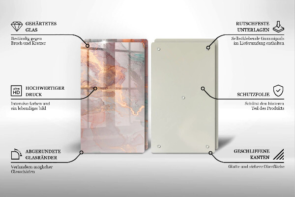 Tagliere in vetro temperato Marmo con oro