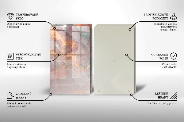 Tagliere in vetro temperato Marmo con oro