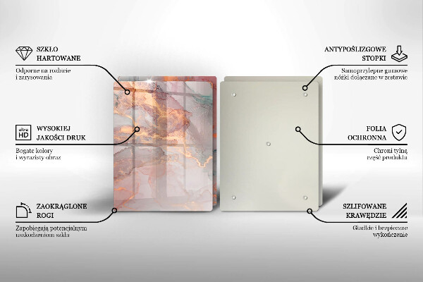 Tagliere in vetro temperato Marmo con oro