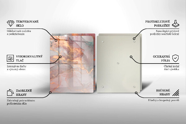 Tagliere in vetro temperato Marmo con oro