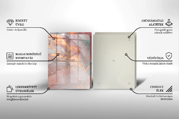 Tagliere in vetro temperato Marmo con oro