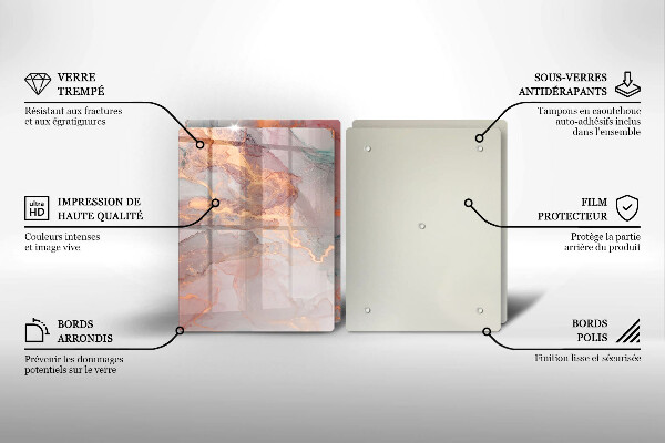 Tagliere in vetro temperato Marmo con oro