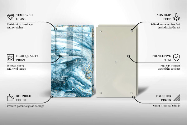 Tagliere in vetro temperato Struttura con oro