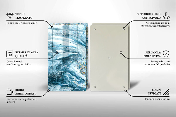 Tagliere in vetro temperato Struttura con oro