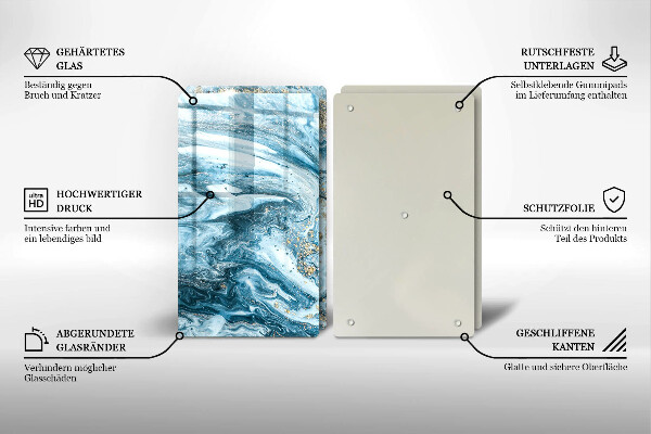 Tagliere in vetro temperato Struttura con oro