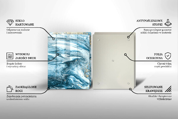 Tagliere in vetro temperato Struttura con oro