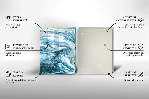 Tagliere in vetro temperato Struttura con oro
