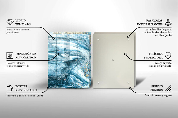 Tagliere in vetro temperato Struttura con oro