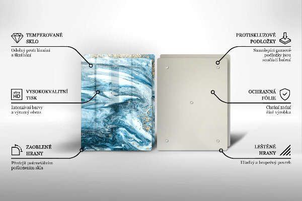 Tagliere in vetro temperato Struttura con oro