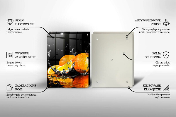 Tagliere in vetro temperato Succoso frutto arancione