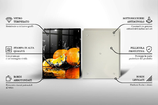 Tagliere in vetro temperato Succoso frutto arancione