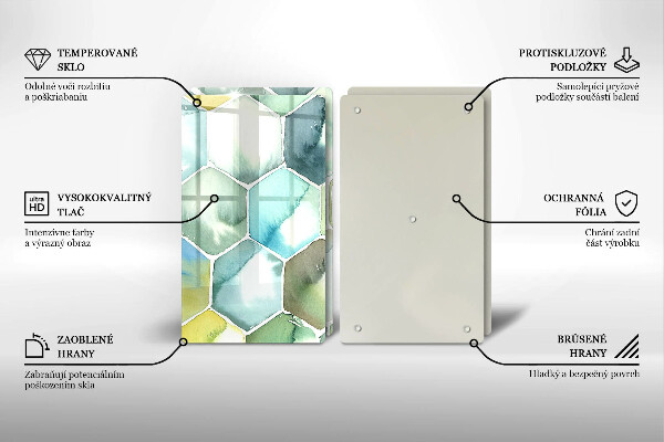 Tagliere in vetro temperato Esagoni dell'acquerello