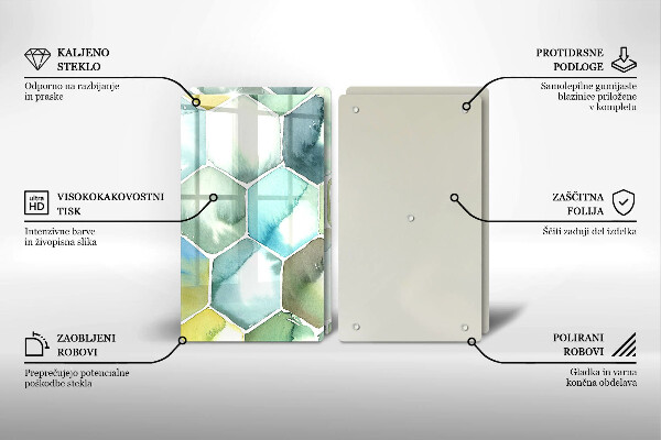 Tagliere in vetro temperato Esagoni dell'acquerello