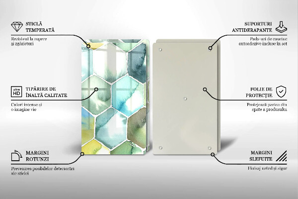 Tagliere in vetro temperato Esagoni dell'acquerello