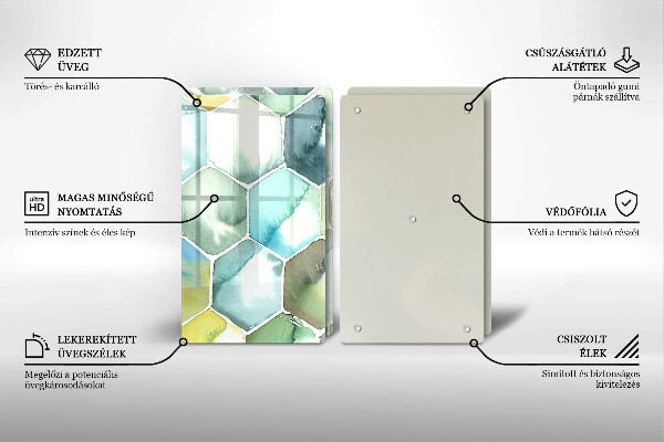 Tagliere in vetro temperato Esagoni dell'acquerello