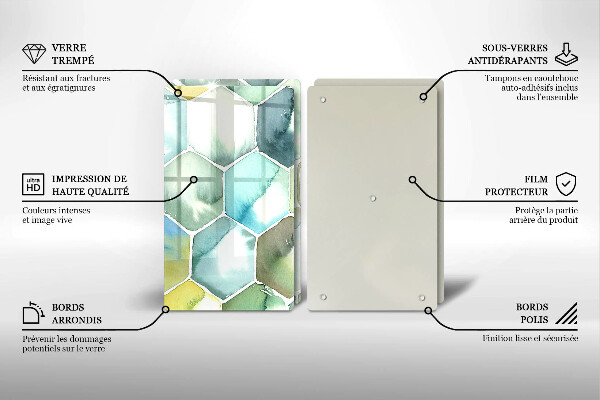 Tagliere in vetro temperato Esagoni dell'acquerello