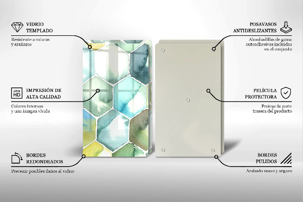 Tagliere in vetro temperato Esagoni dell'acquerello