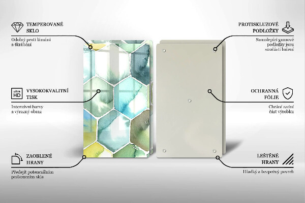 Tagliere in vetro temperato Esagoni dell'acquerello