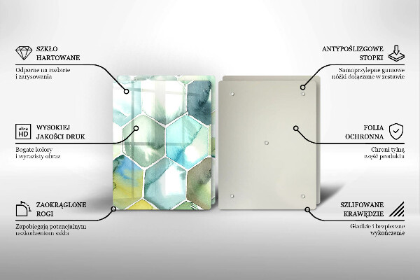 Tagliere in vetro temperato Esagoni dell'acquerello