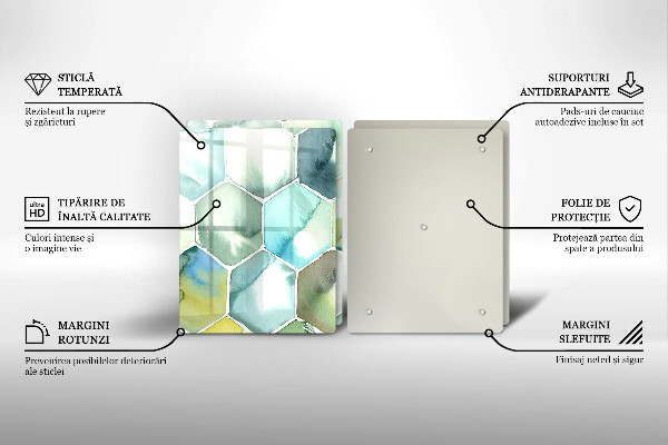 Tagliere in vetro temperato Esagoni dell'acquerello
