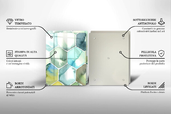Tagliere in vetro temperato Esagoni dell'acquerello