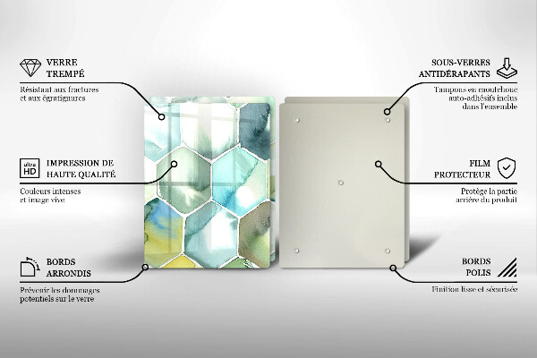 Tagliere in vetro temperato Esagoni dell'acquerello