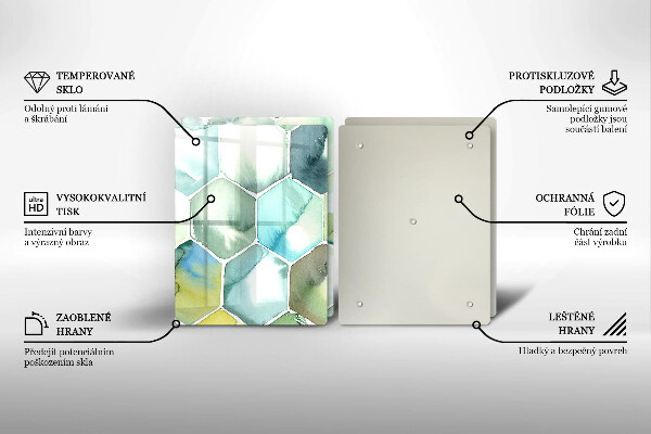 Tagliere in vetro temperato Esagoni dell'acquerello