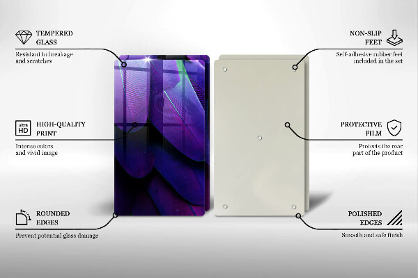 Tagliere in vetro temperato Piume al neon