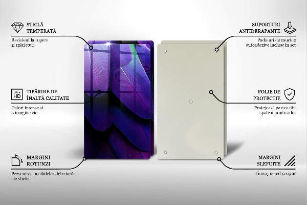 Tagliere in vetro temperato Piume al neon