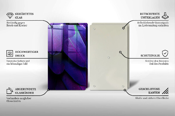 Tagliere in vetro temperato Piume al neon