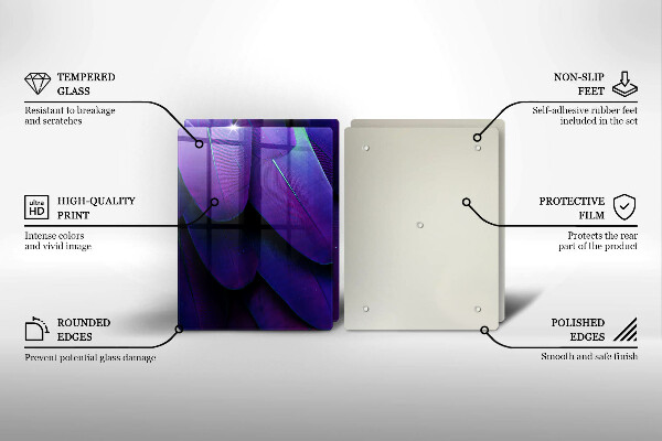 Tagliere in vetro temperato Piume al neon