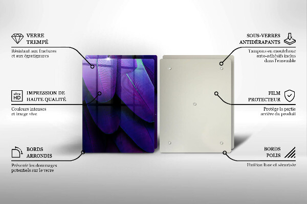 Tagliere in vetro temperato Piume al neon