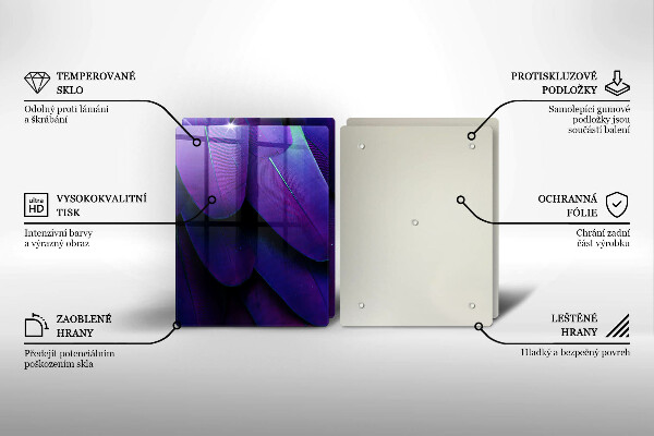 Tagliere in vetro temperato Piume al neon