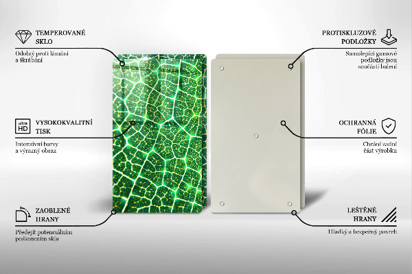 Tagliere in vetro temperato Struttura delle foglie