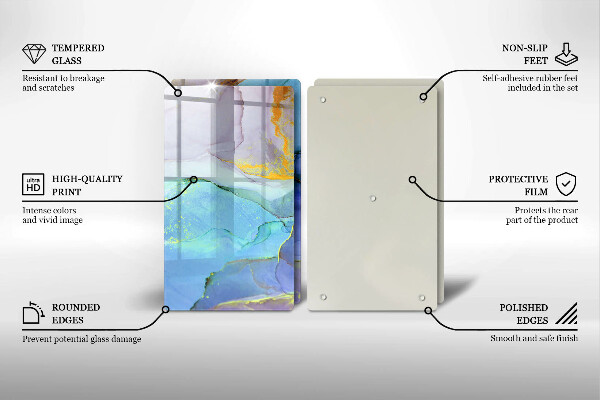Tagliere in vetro temperato Pietra d'oro incrinata