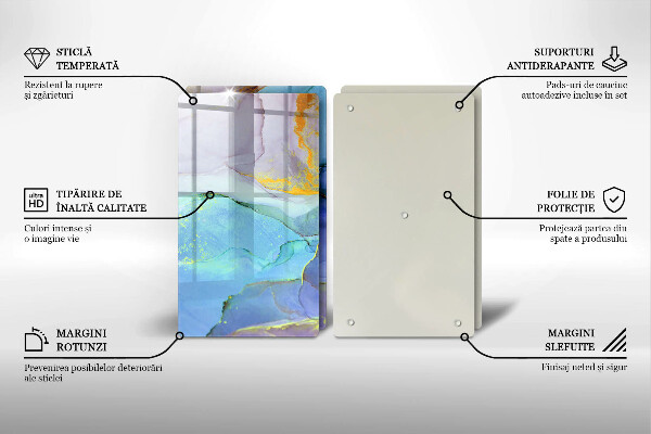 Tagliere in vetro temperato Pietra d'oro incrinata